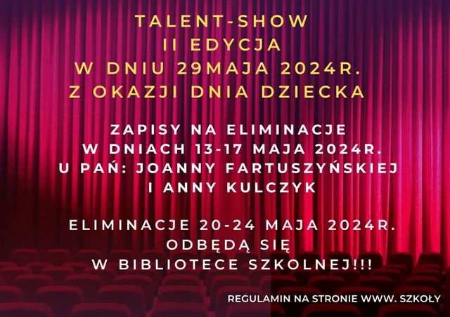 plakat o zgłoszeniu i eliminacje na konkurs talent show