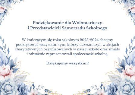 Podziękowania dla wolontariuszy