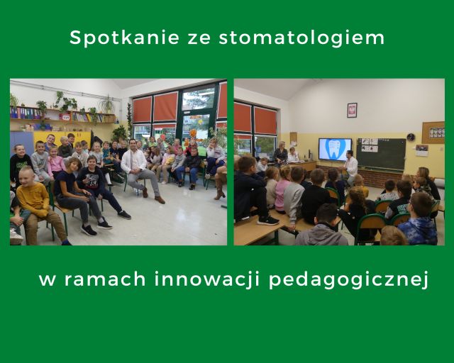 uczniowie ze stomatologiem w klasie