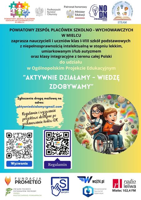 plakat projektu aktywnie działamy wiedzę zdobywamy