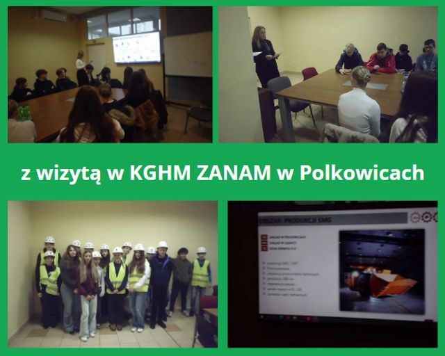 kolaż zdjęć uczniów w zakładzie KGHM ZANAM w Polkowicach