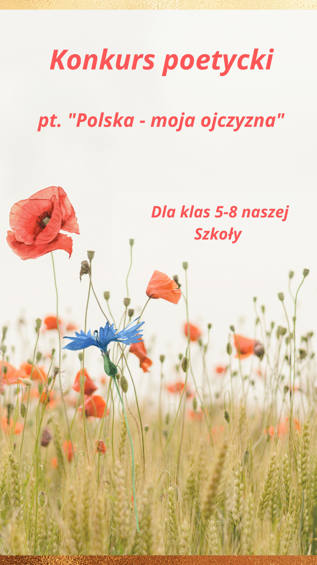 plakat z napisem konkurs poetycki Polska moja ojczyzna