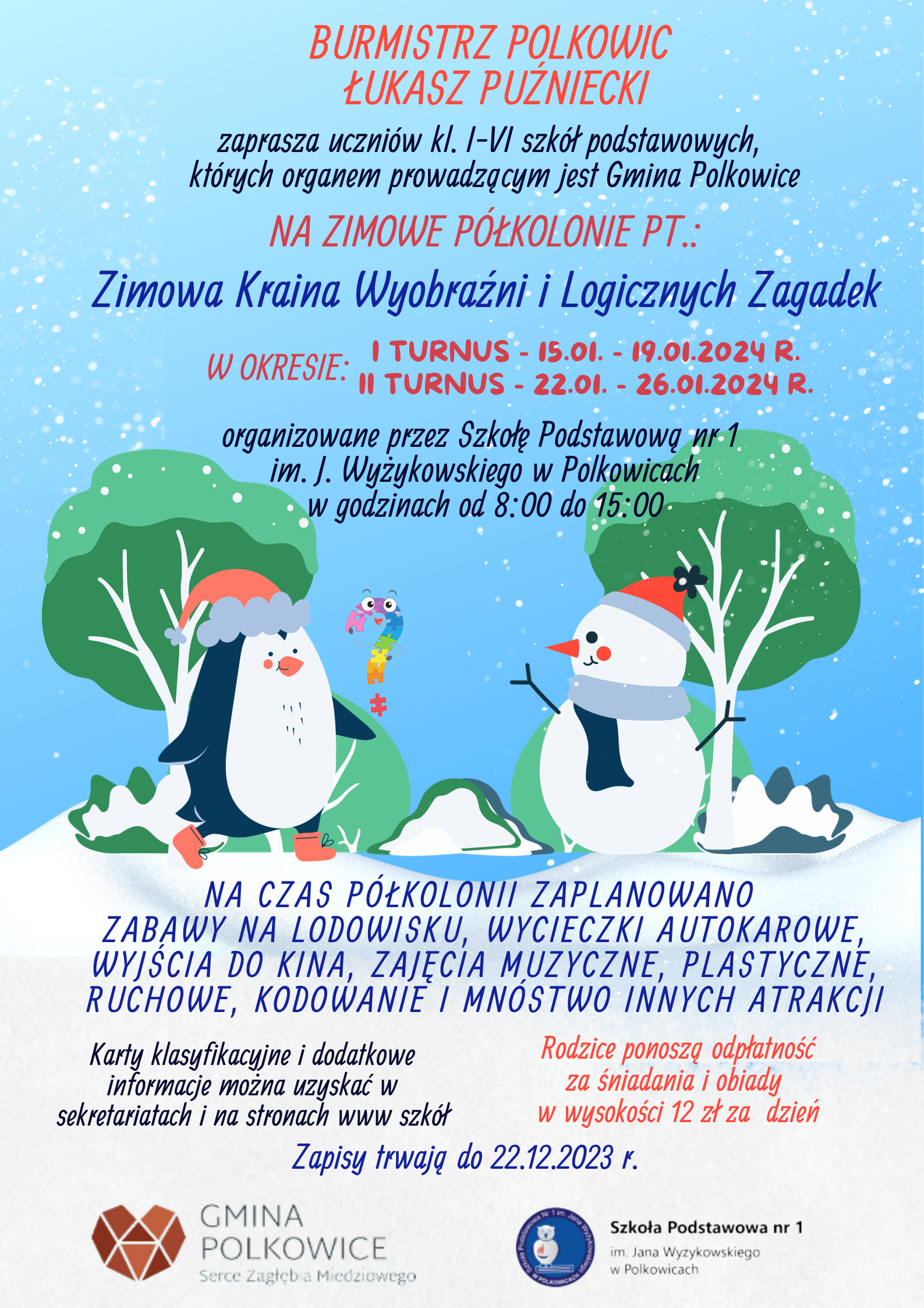 plakat o półkoloniach gminy Polkowice