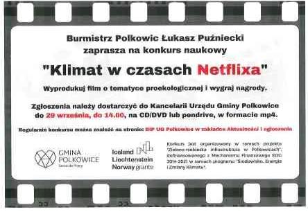 Plakat informujący o konkursie burmistrza Polkowic