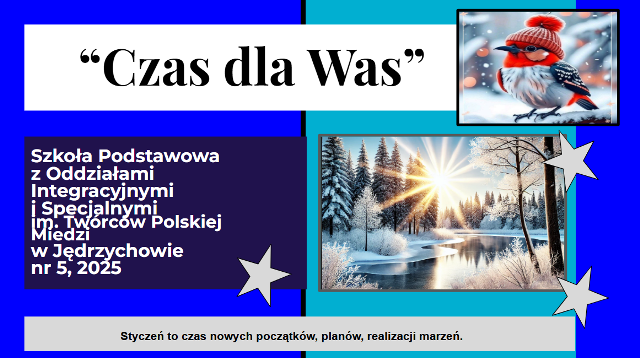 pierwsza strona gazetki szkolnej z numeru styczniowego