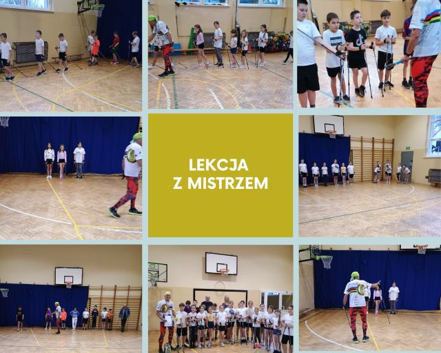 kolaż zdjęć dzieci na zajęciach sportowych