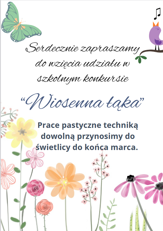 plakat o konkursie wiosenna łąka