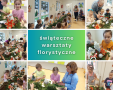 kolaż zdjęć przedszkolaków robiących stroiki świąteczne